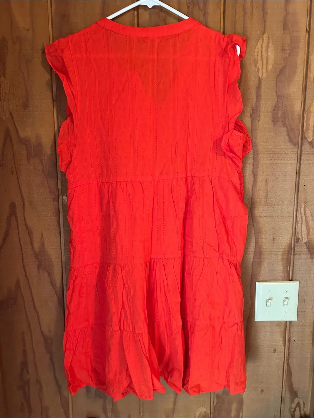 Sonoma Red-Orange Tiered Tassel Tunic Dress